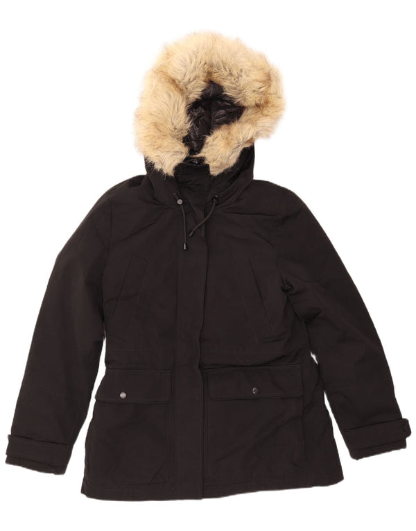 Giacca Parka con cappuccio da donna ZARA UK 10 piccola in nylon nero