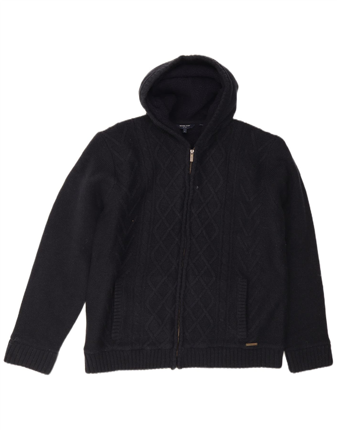 Maglione cardigan con cappuccio da uomo Weird Fish grande acrilico blu navy
