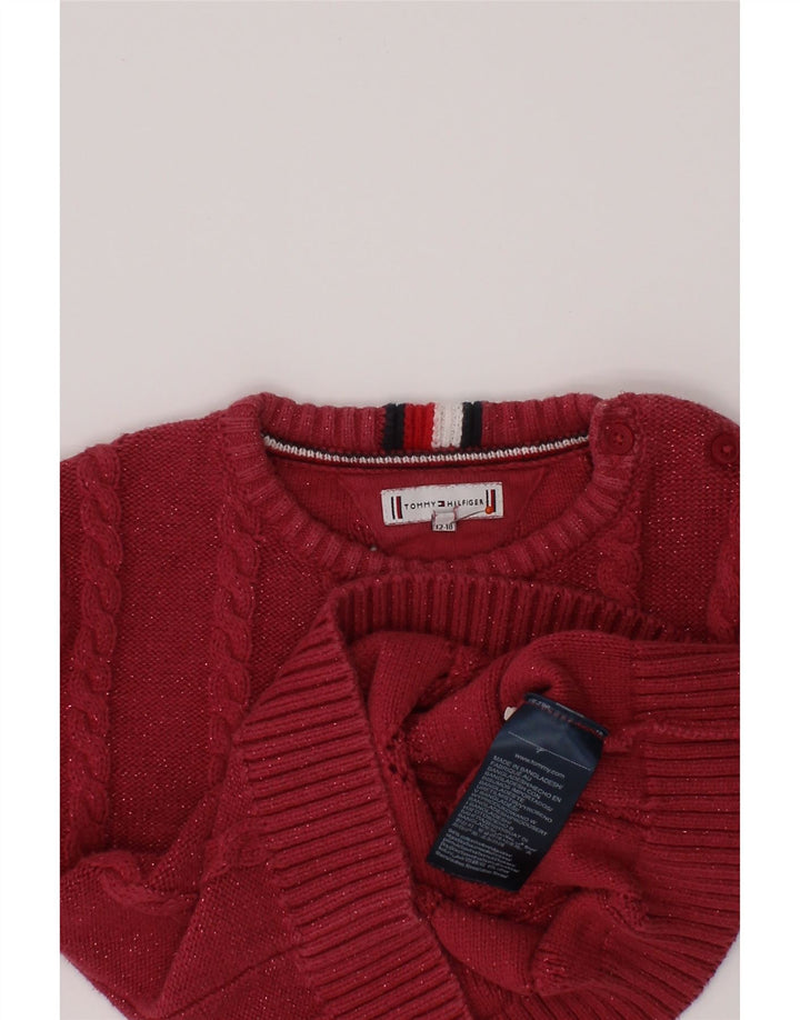 TOMMY HILFIGER Maglione con scollo a barchetta per neonata 12-18 mesi Bordeaux
