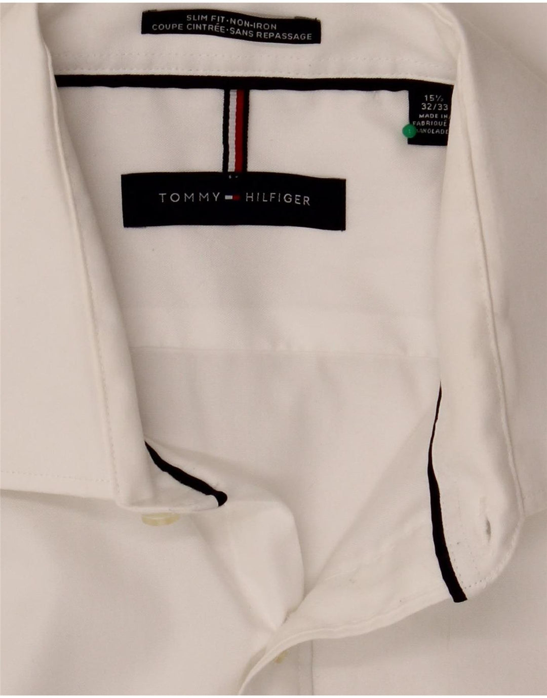 Camicia slim fit da uomo Tommy Hilfiger taglia 15 1/2 cotone bianco medio