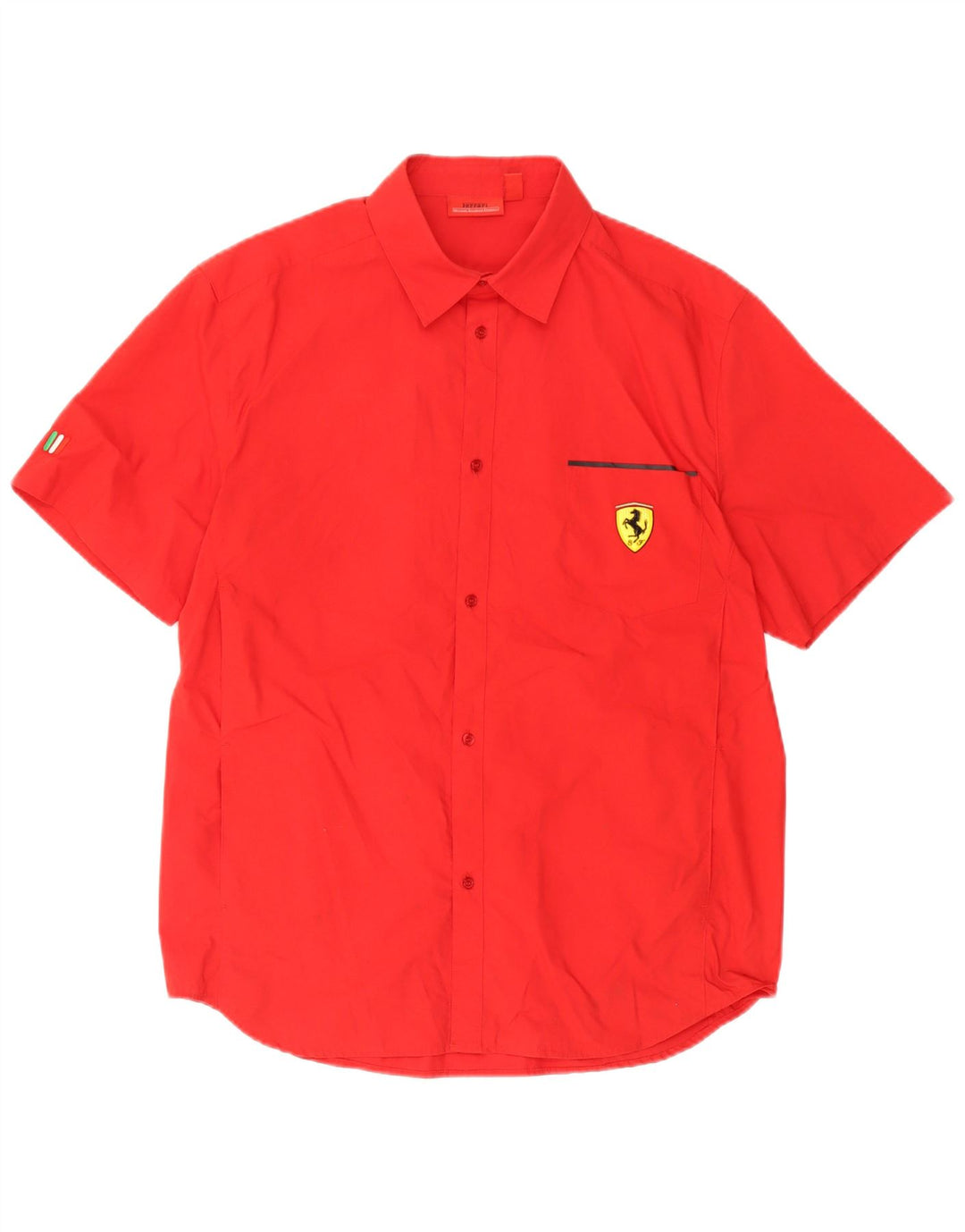 Camicia a maniche corte da uomo Ferrari Large in cotone rosso
