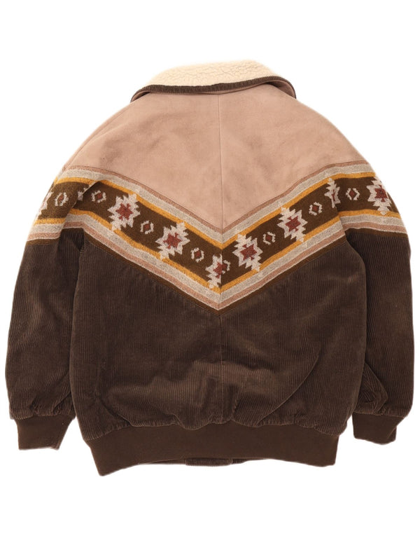 Giacca da donna in velluto a coste Sherpa Pull & Bear UK 10 Small Marrone Colorblock