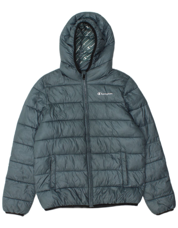 Giacca imbottita con cappuccio da uomo Champion UK 36 Small Blu Poliestere
