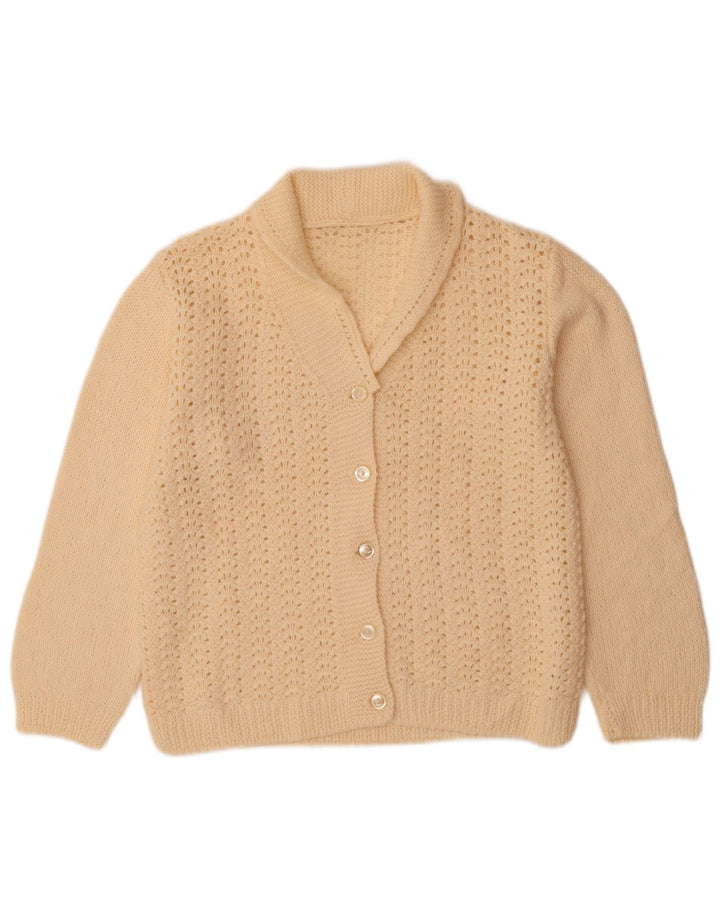 Maglione cardigan da donna vintage UK 16 grande beige