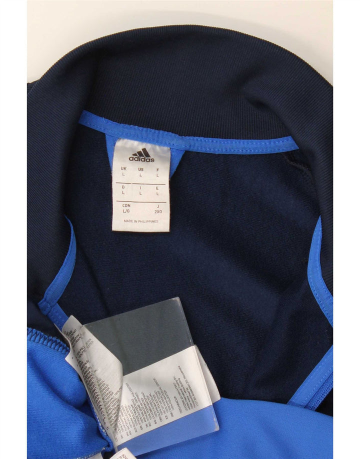 Giacca da ginnastica da uomo Adidas Large in poliestere color block blu navy