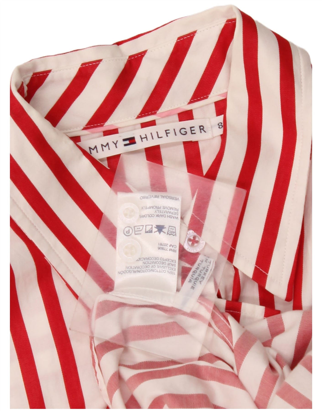 TOMMY HILFIGER Camicia da donna US 8 Cotone a righe rosse medie