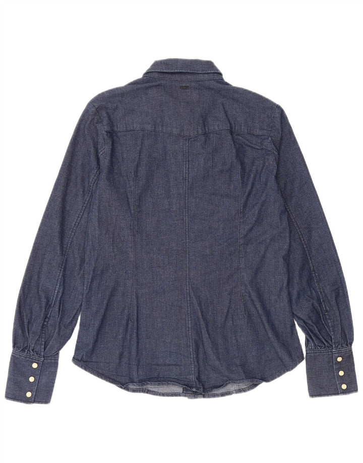 Camicetta da donna in denim con volant sul davanti G-Star UK 10 piccola in cotone blu navy