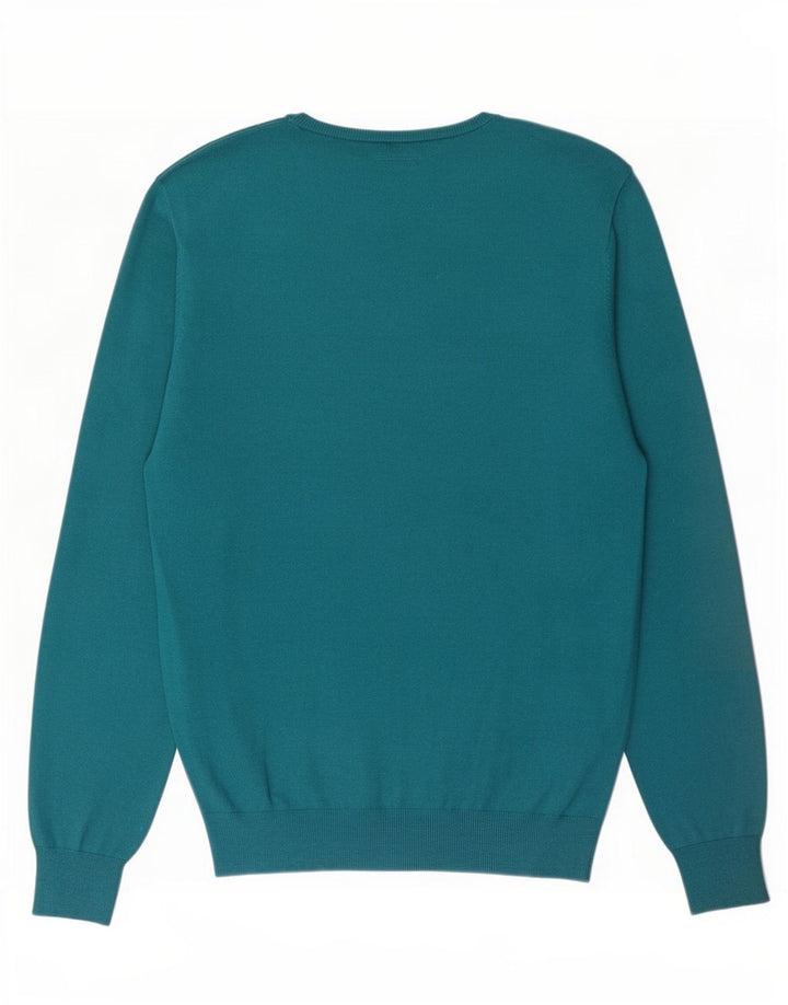 Maglione da uomo con scollo a V Massimo Dutti in cotone blu medio