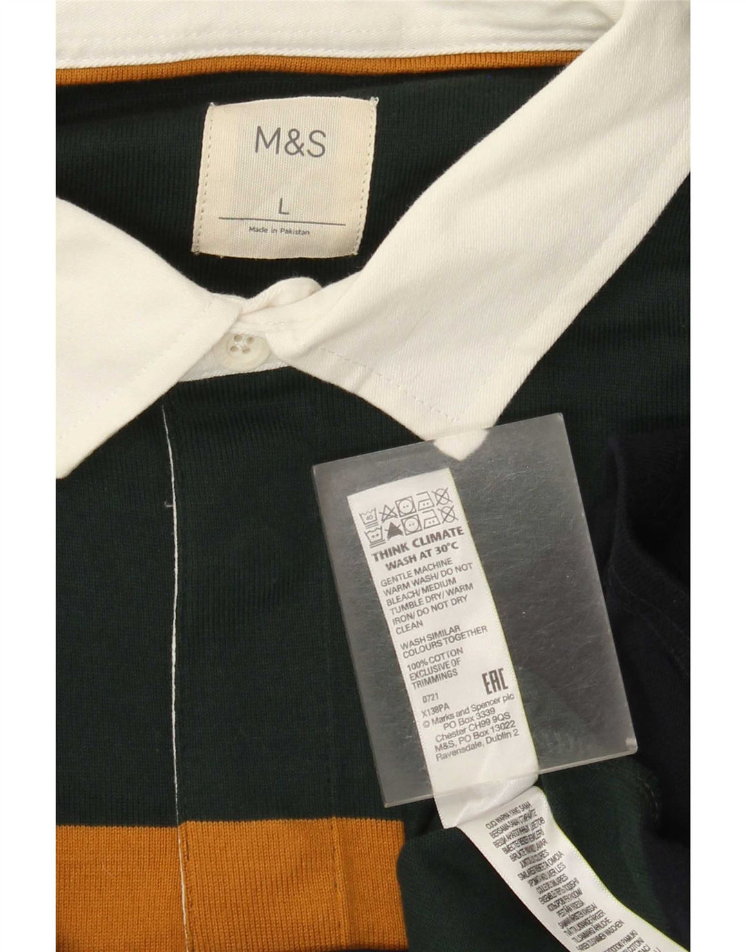 Polo da rugby da uomo Marks & Spencer grande a righe multicolore