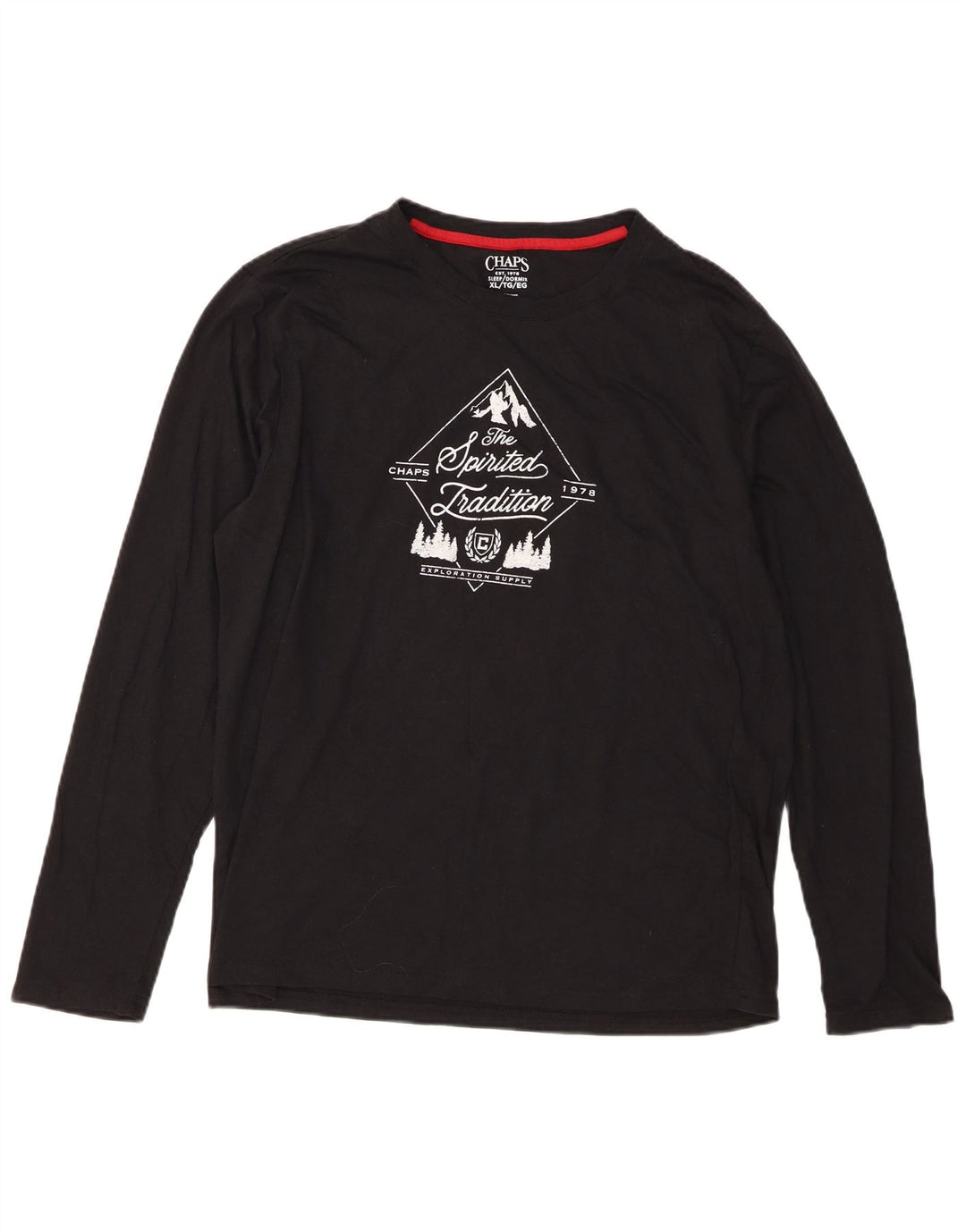 Top grafico da uomo Chaps a maniche lunghe XL in cotone nero