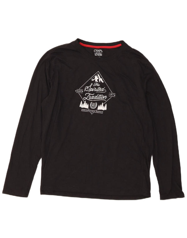 Top grafico da uomo Chaps a maniche lunghe XL in cotone nero