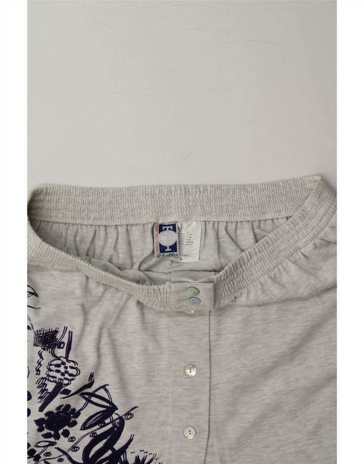 LOTTO Womens Abstract Pattern Mini Skirt Large W34 Grey Polyester Vintage Lotto and Second-Hand Lotto from Messina Hembry 