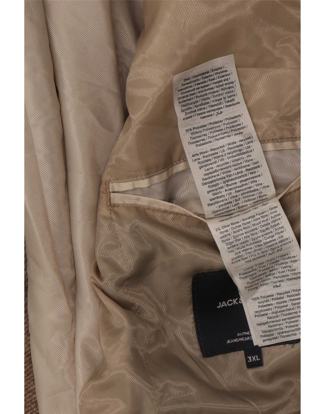 Cappotto da uomo Jack & Jones UK 46 3XL Poliestere beige