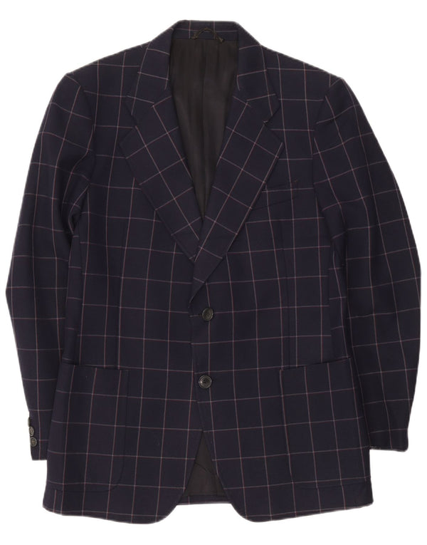 Giacca blazer da uomo a 2 bottoni Facis IT 52 XL in lana a quadri blu navy