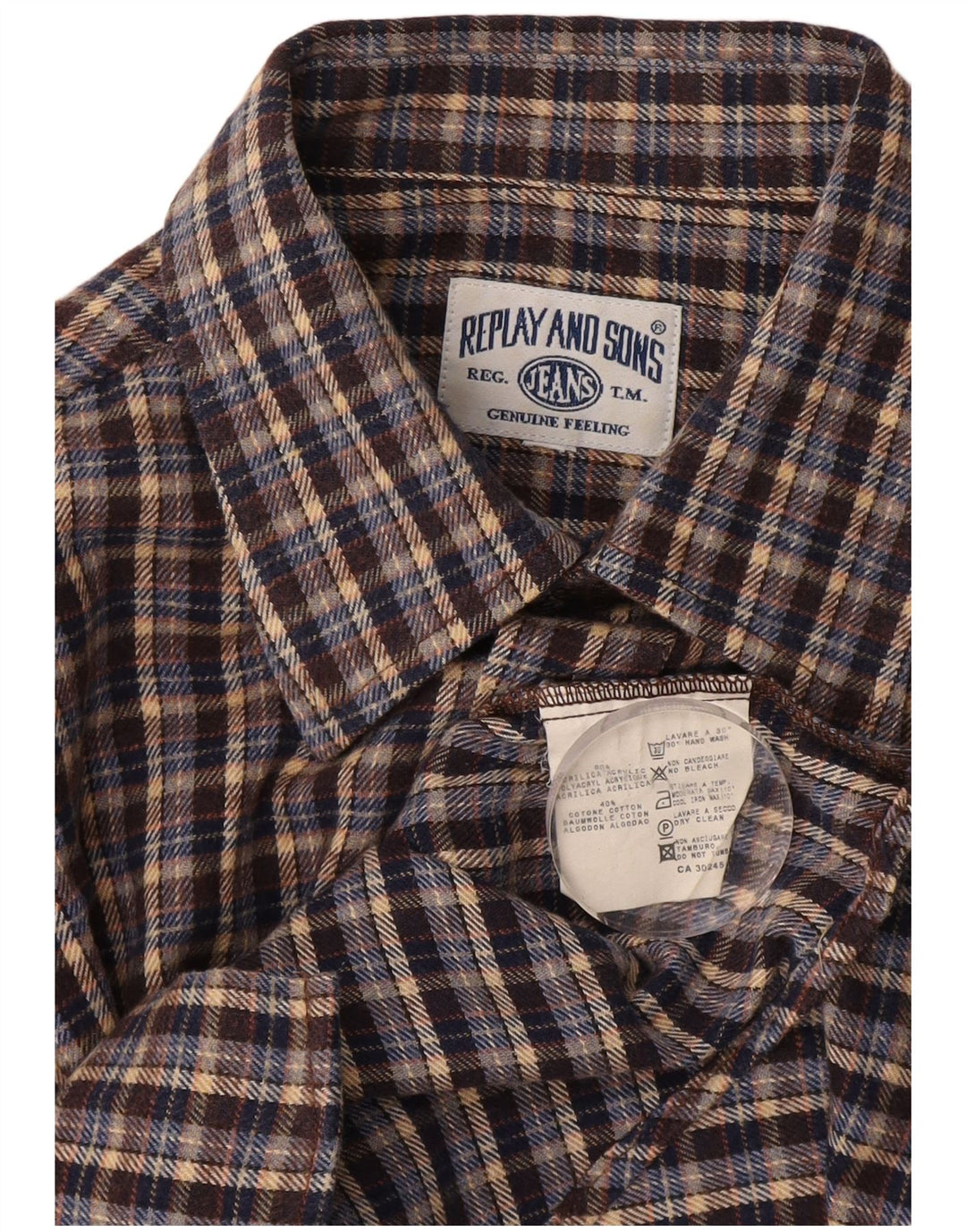 REPLAY Camicia da uomo in flanella grande acrilico a quadri blu navy