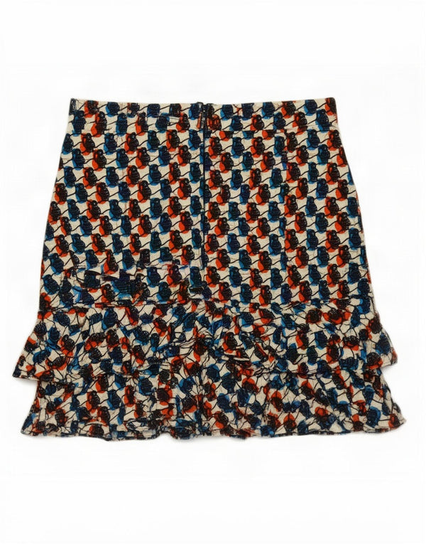 Vintage Womens Abstract Pattern Ruffle Skirt XL W32 Multicoloured
