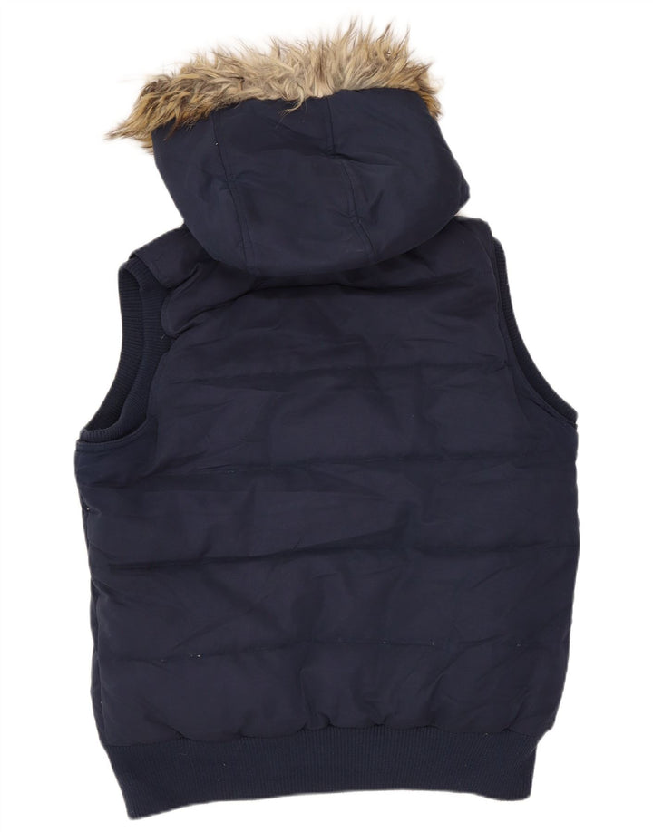 Gilet imbottito con cappuccio da donna Fat Face UK 12 medio poliestere blu navy