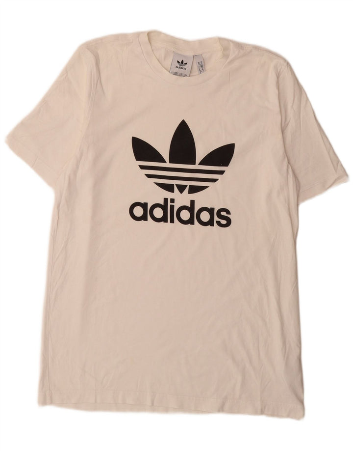 T-shirt grafica da uomo Adidas Top in cotone bianco medio