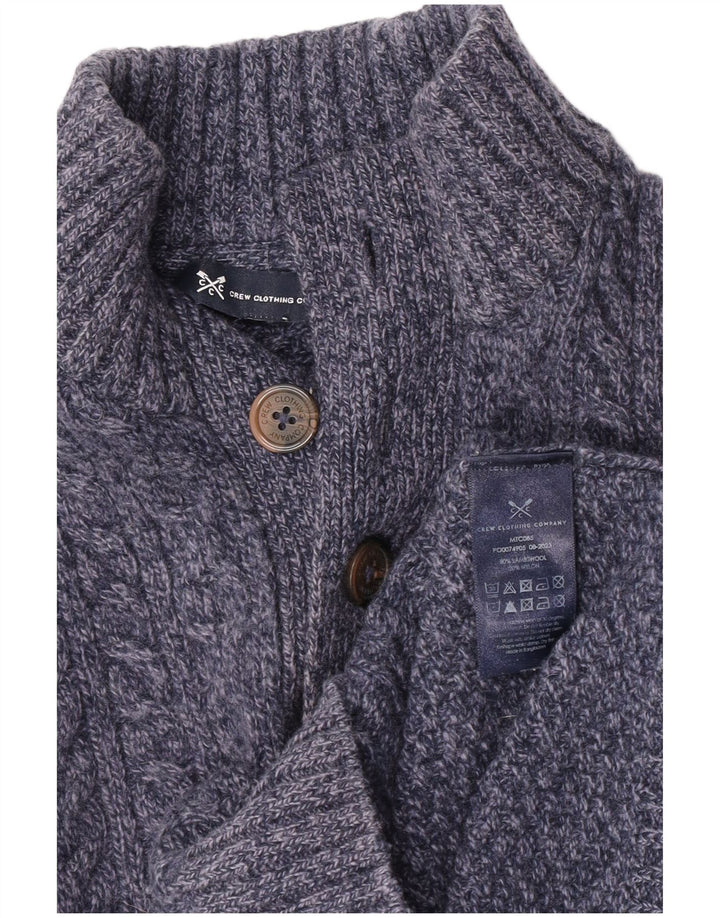 Crew Clothing Maglione da uomo con collo a bottoni piccolo blu navy screziato