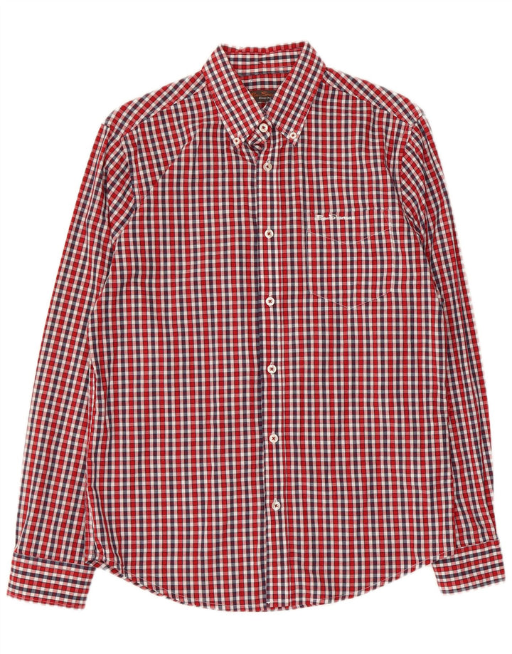 Camicia da uomo Ben Sherman in cotone a quadri rossi piccoli