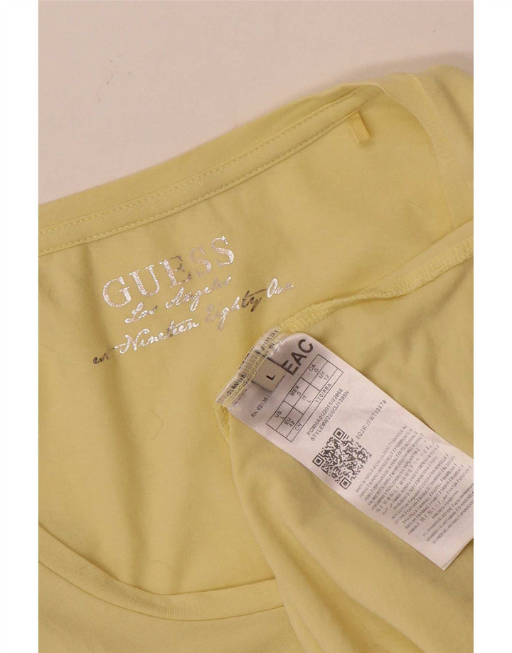Guess T-shirt grafica da donna Top UK 12 cotone giallo medio