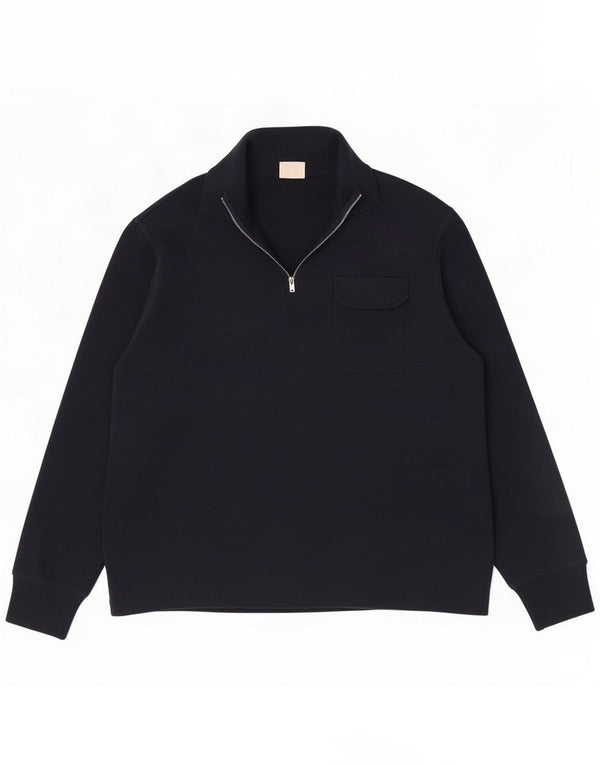 Marks & Spencer Felpa con collo con zip da uomo Maglione 2XL Blu navy Cotone