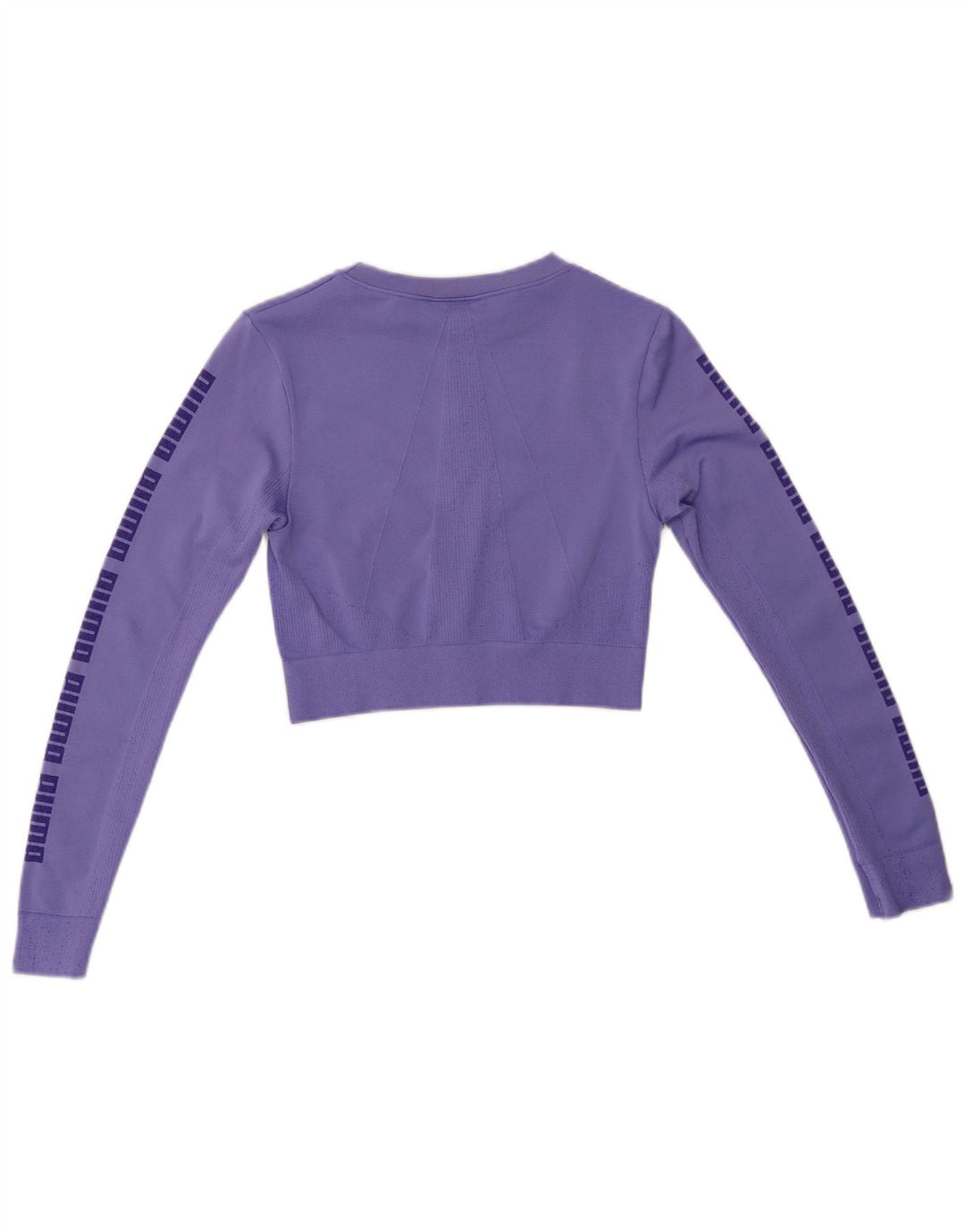 Top corto grafico da donna PUMA manica lunga UK 8 piccolo viola