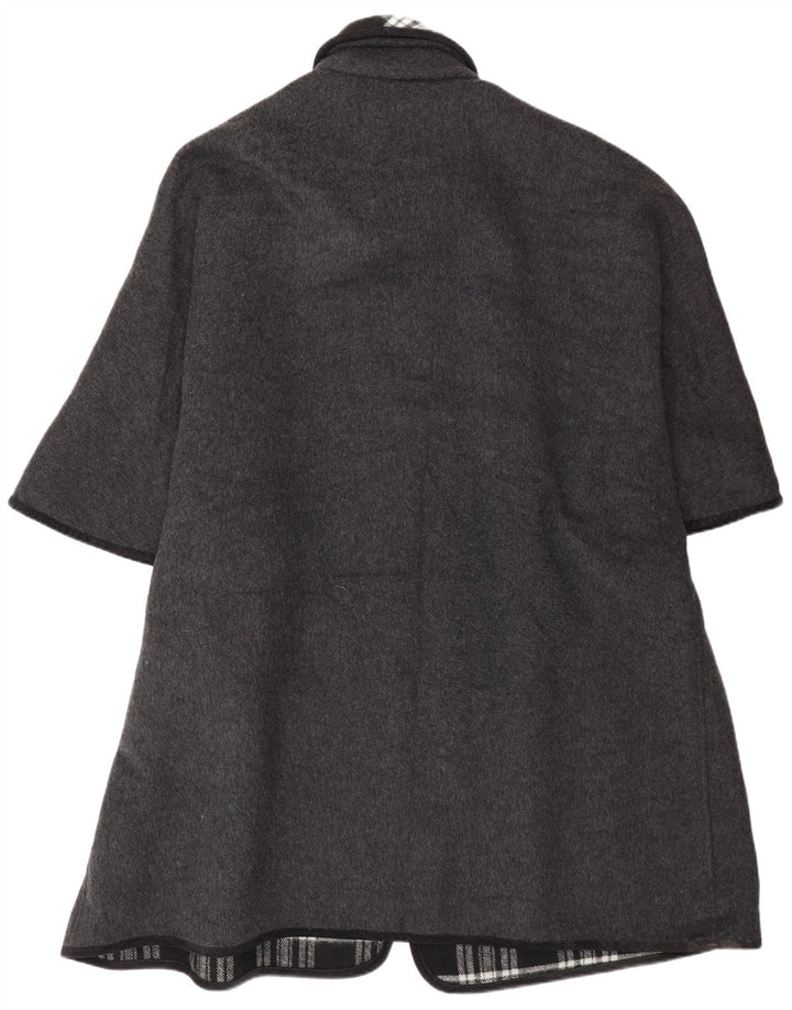 Cappotto poncho vintage da uomo, taglia unica, in lana grigia