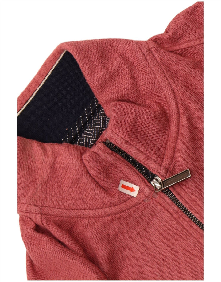 Felpa da uomo con collo con zip Ted Baker, taglia 4, grande, in viscosa rosa
