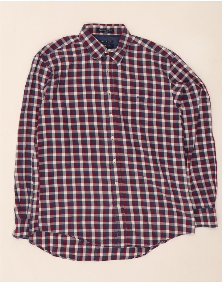 GANT Camicia da uomo in flanella vestibilità regolare XL in cotone a quadri multicolore