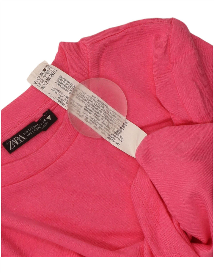 Top corto da donna Zara a maniche lunghe UK 12 cotone rosa medio