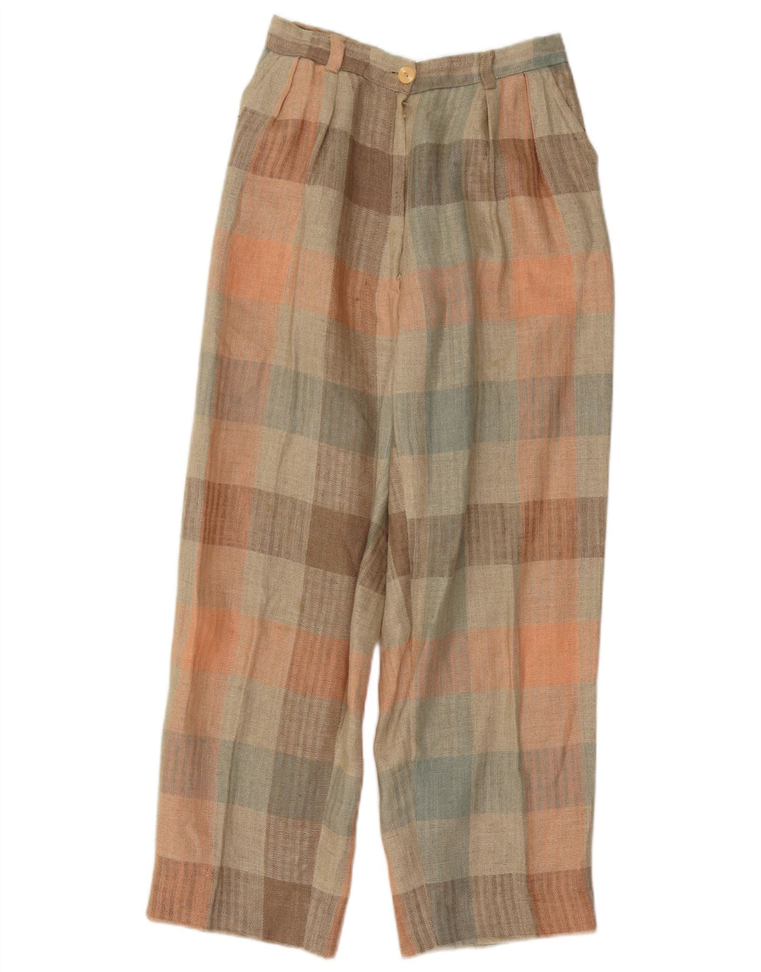 Pantaloni chino con pegging da donna vintage W26 L26 a quadretti multicolore