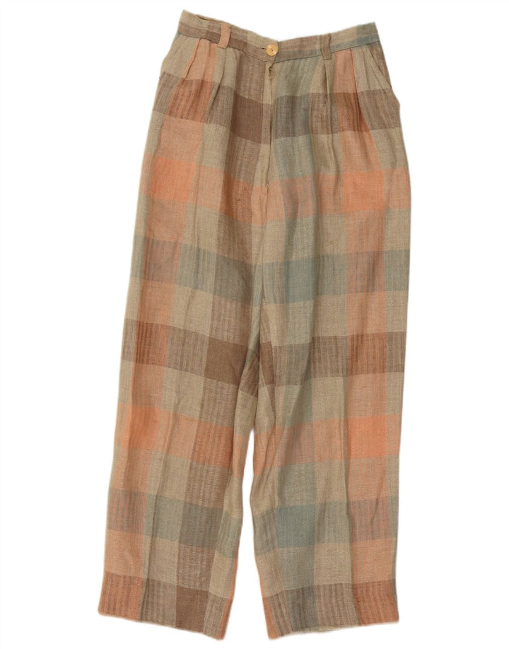 Pantaloni chino con pegging da donna vintage W26 L26 a quadretti multicolore