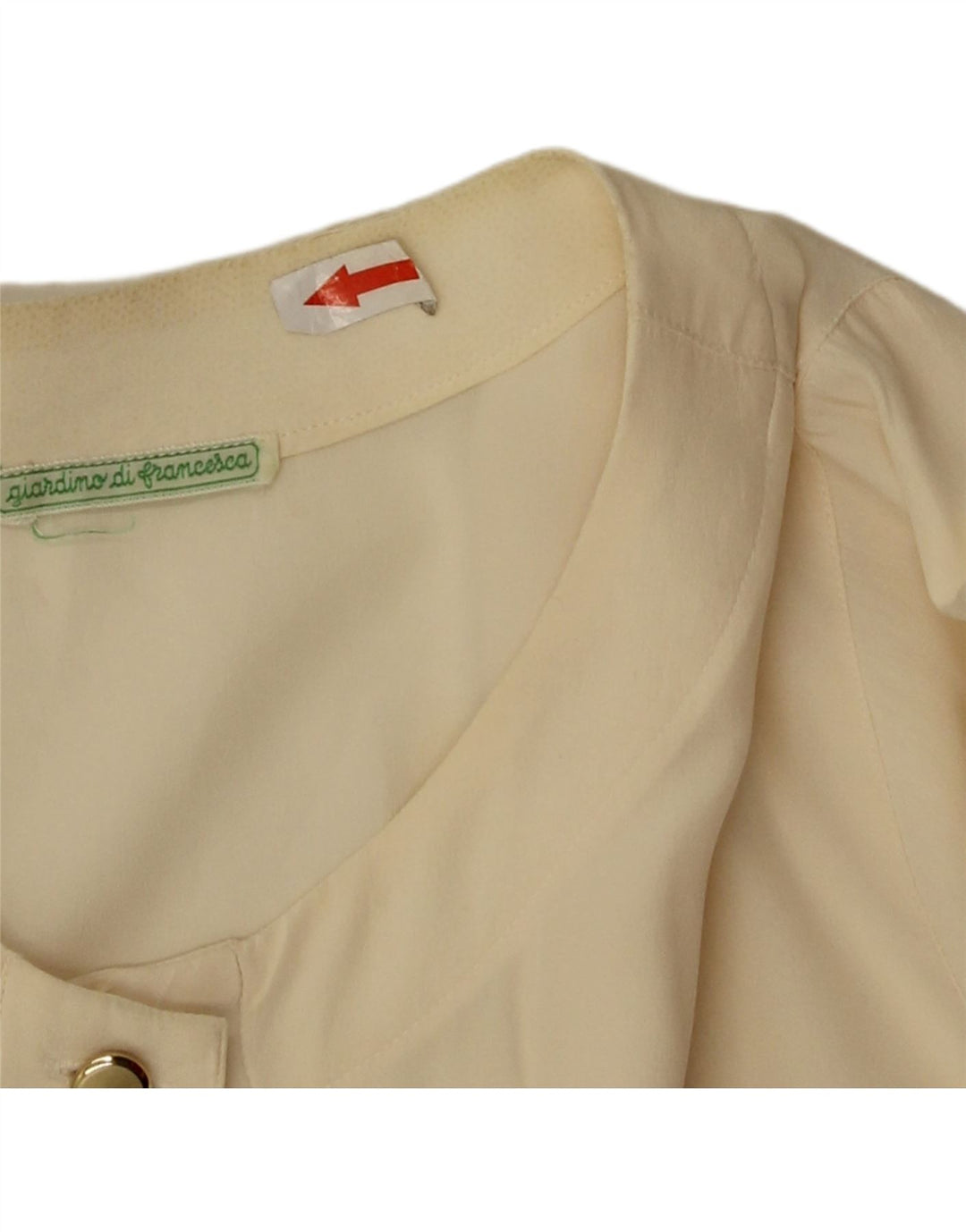 Camicetta camicia vintage da donna UK 14 seta media bianco sporco