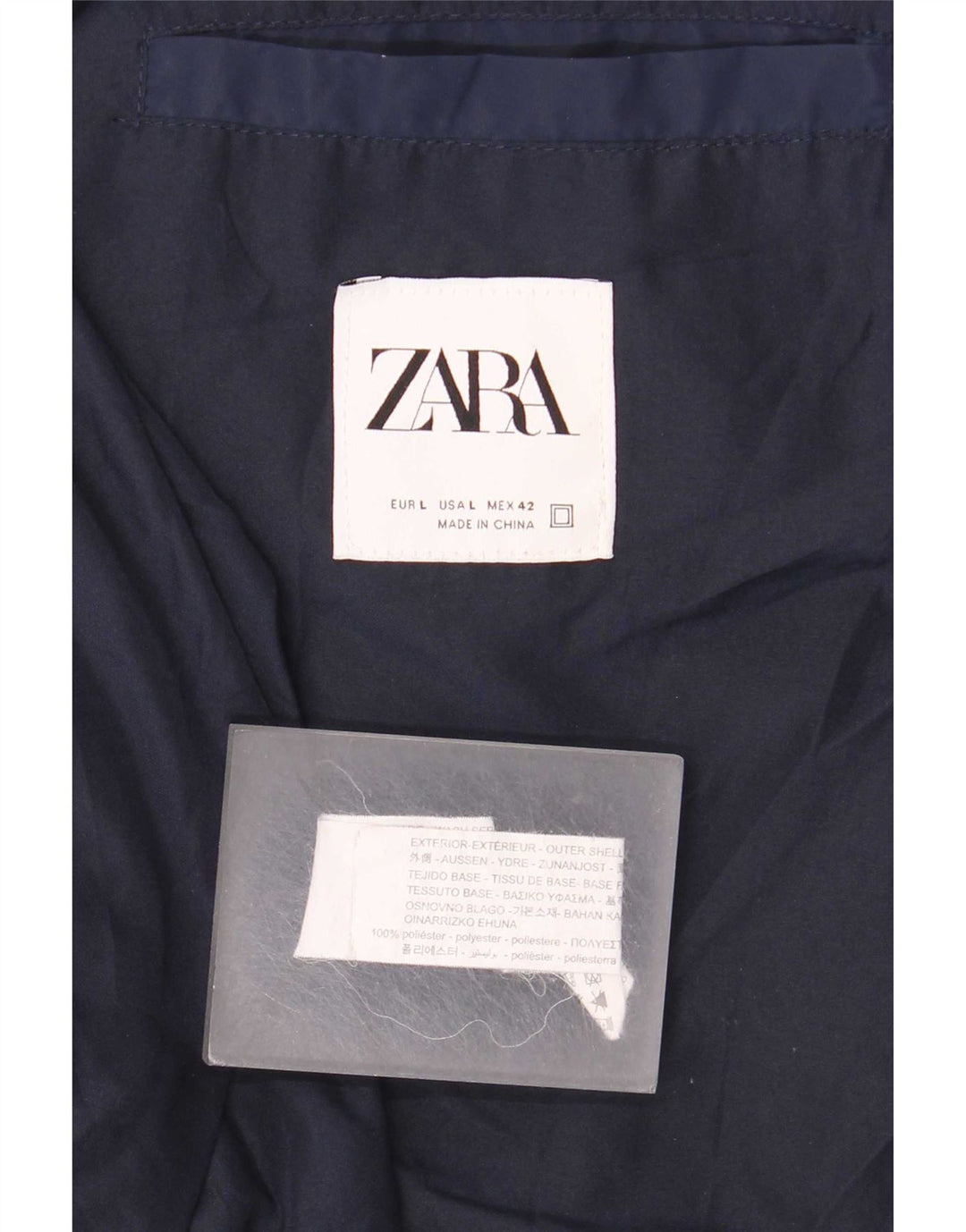 Giubbotto bomber da uomo Zara UK 40 grande poliestere blu navy