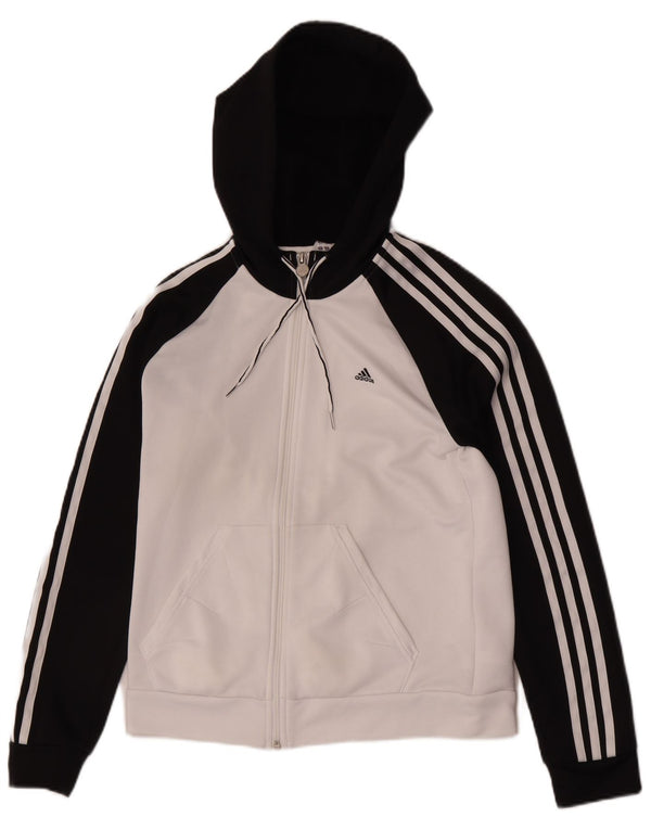 Maglione con cappuccio e zip da donna Adidas UK 14 Poliestere color block bianco medio