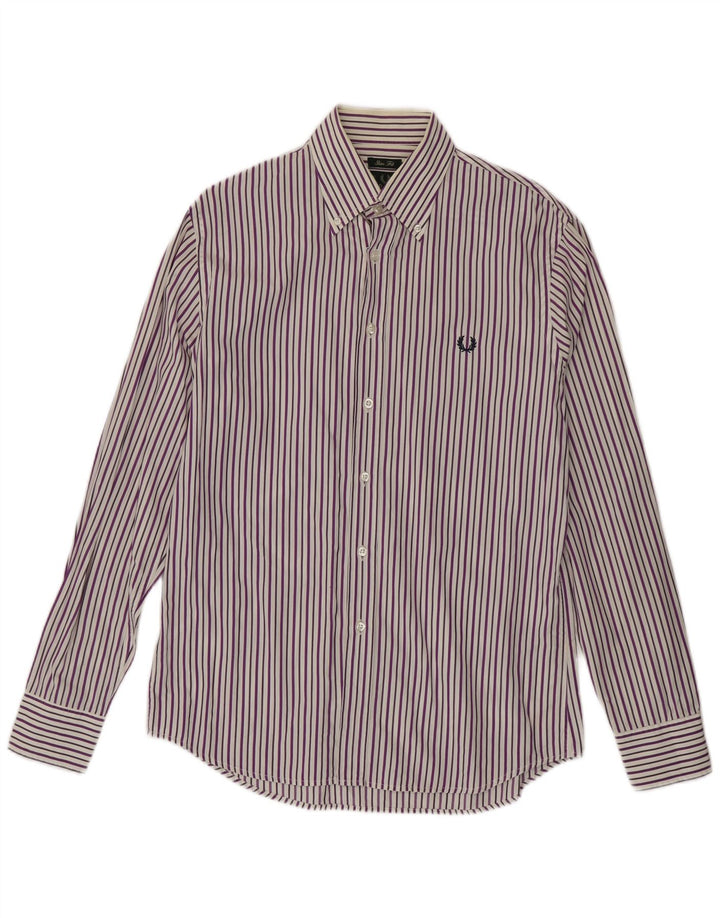 Camicia slim fit da uomo Fred Perry, cotone gessato grigio grande