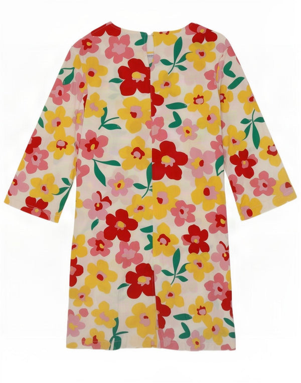 Abito a trapezio con maniche a 3/4 da donna Benetton UK 10 Piccolo floreale multicolore