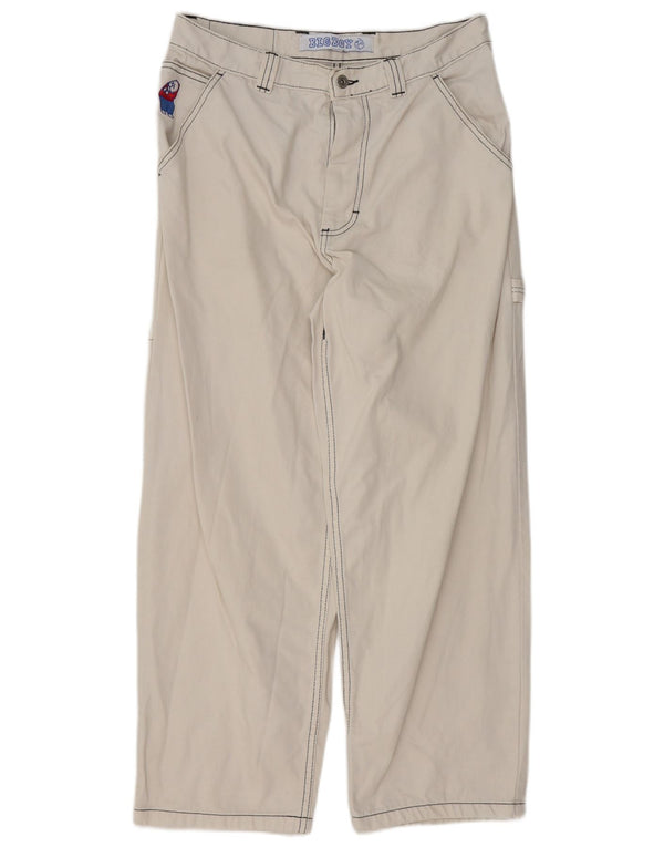 Pantaloni cargo dritti da uomo vintage piccoli W29 L28 in cotone bianco