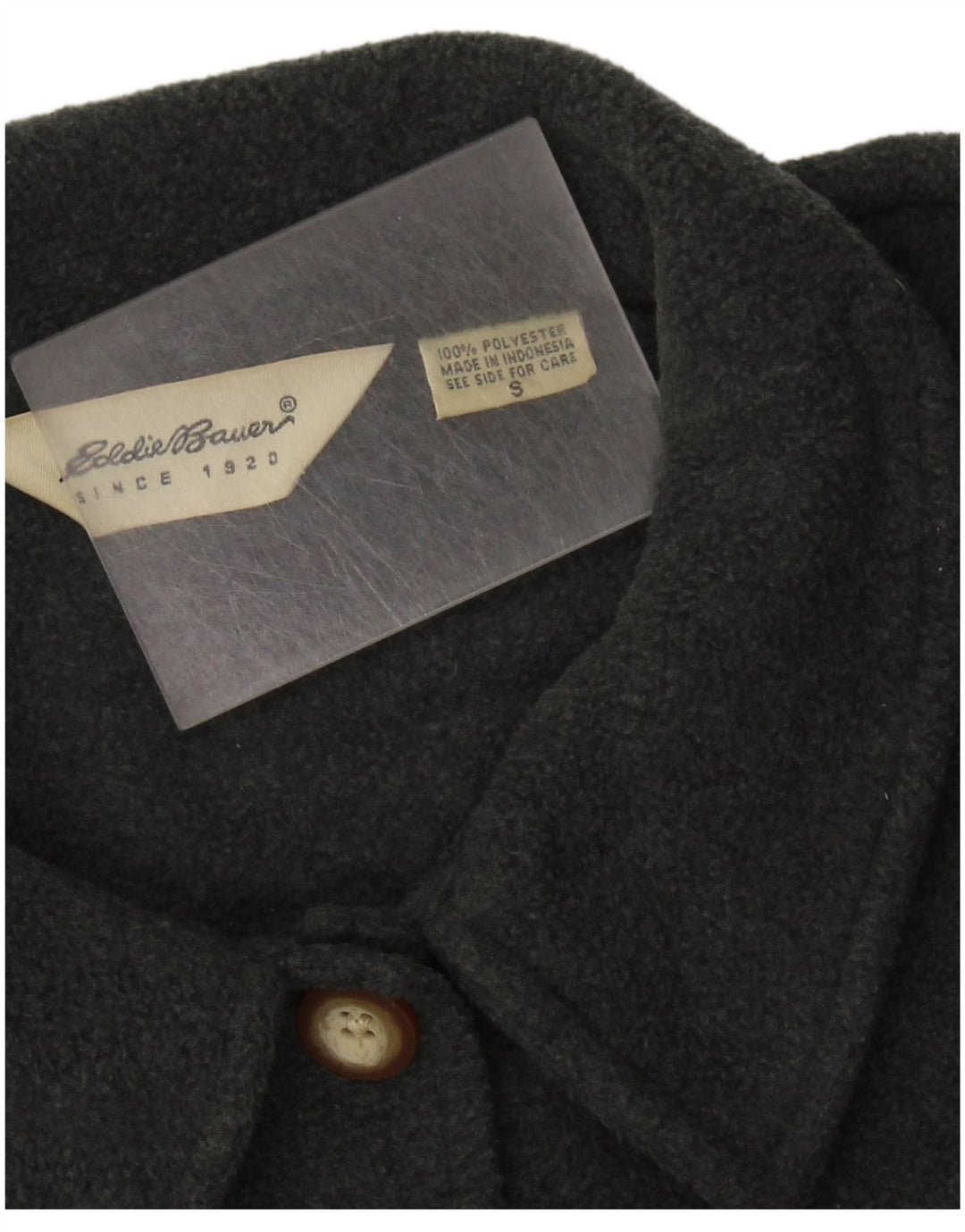 Giacca in pile oversize corta da donna EDDIE BAUER UK 10 piccola poliestere grigio