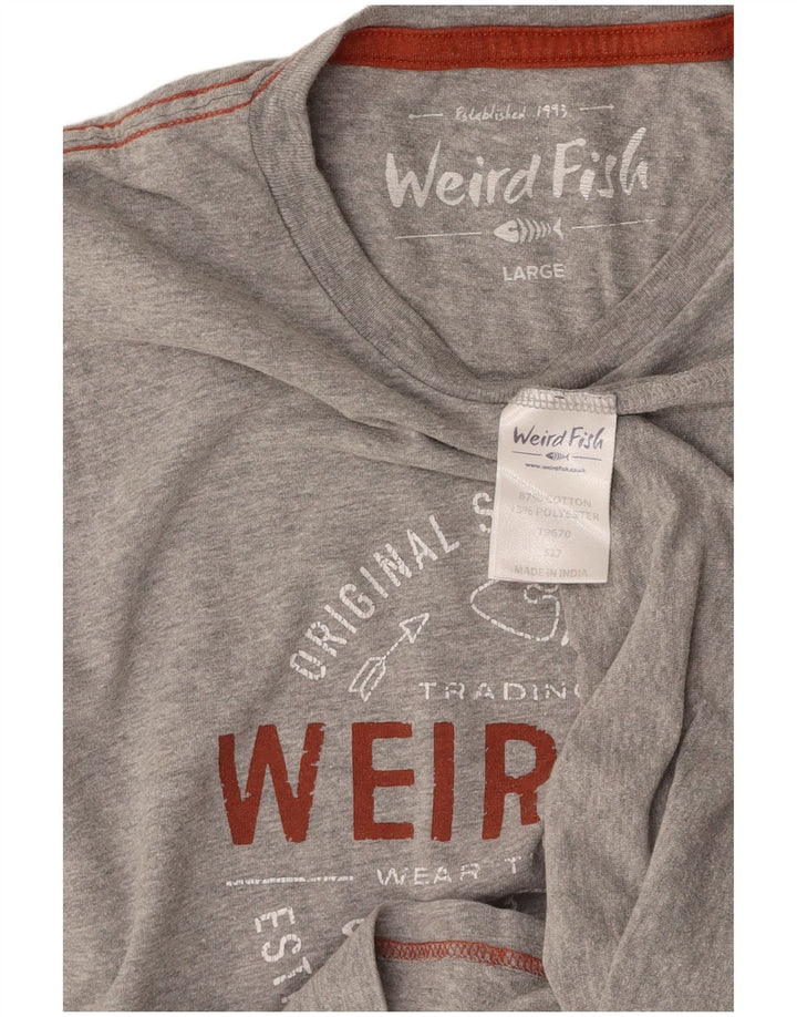 WEIRD FISH T-shirt grafica da uomo grande in cotone grigio