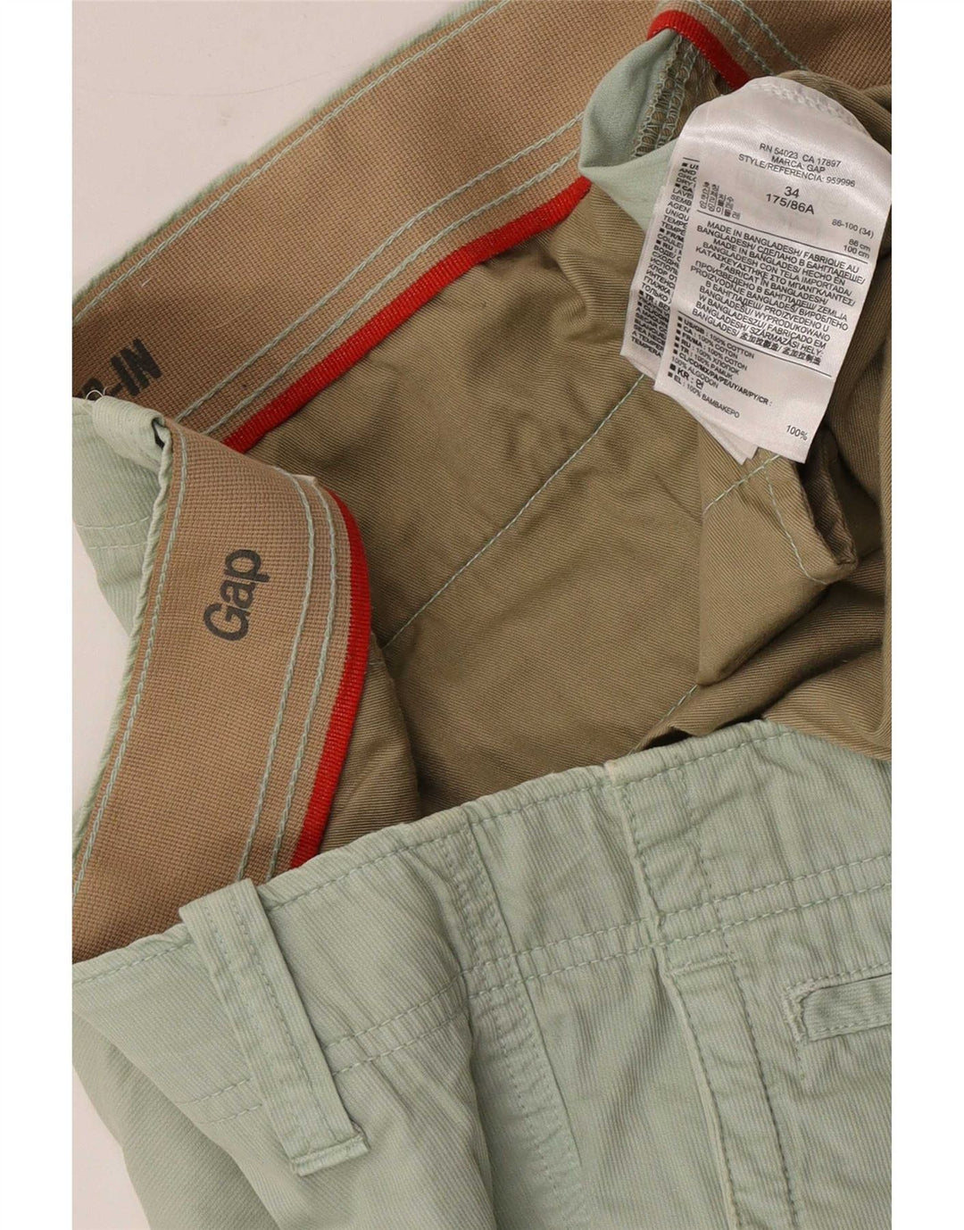 Pantaloncini chino da uomo Gap grandi W34 in cotone verde