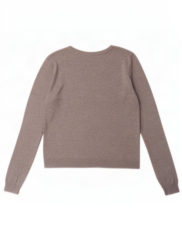 Maglione maglione con scollo a barca da donna Oasis UK 10 piccolo cotone grigio