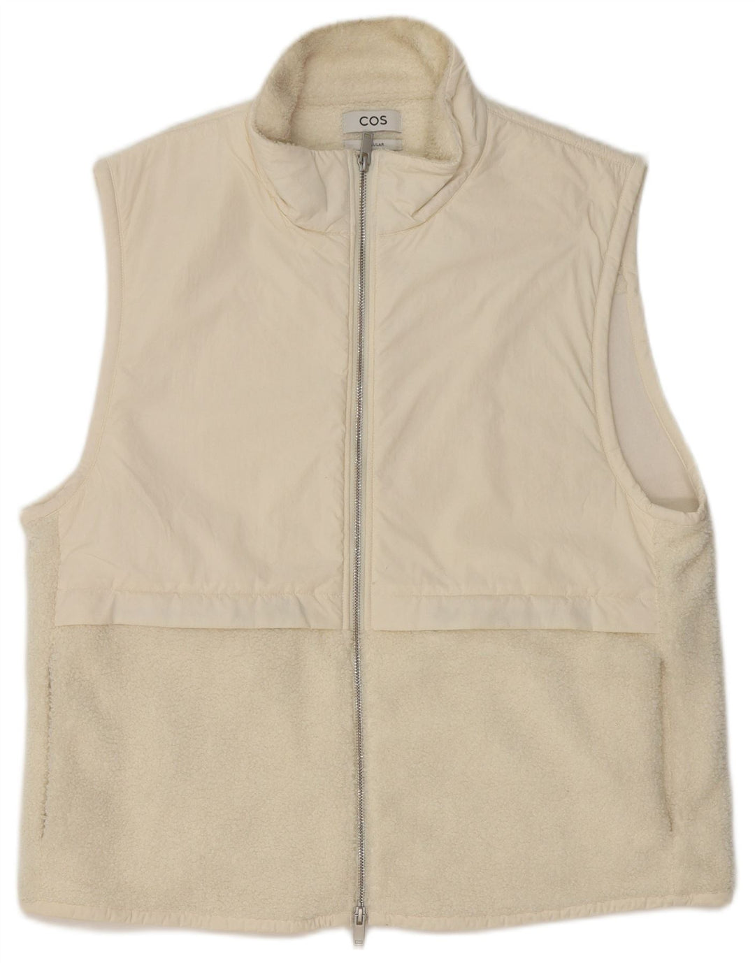 Gilet in pile da uomo, vestibilità regolare, UK 40, grande, poliestere bianco
