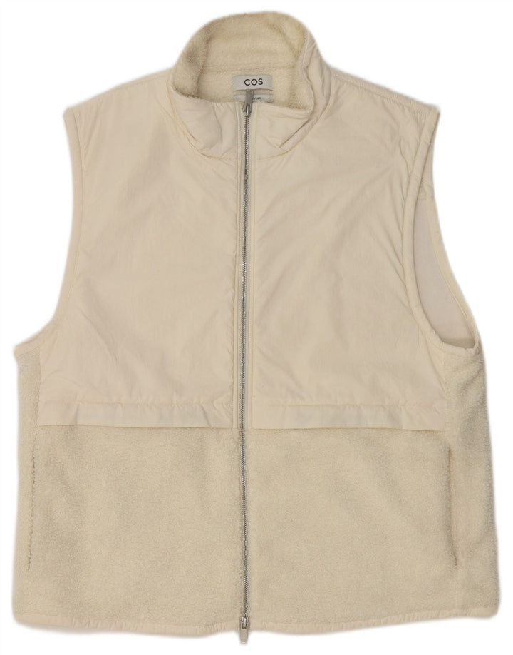 Gilet in pile da uomo, vestibilità regolare, UK 40, grande, poliestere bianco