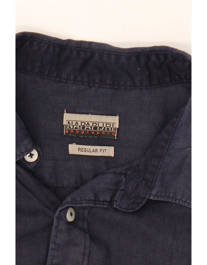 Camicia Napapijri da uomo a maniche corte vestibilità regolare blu navy medio