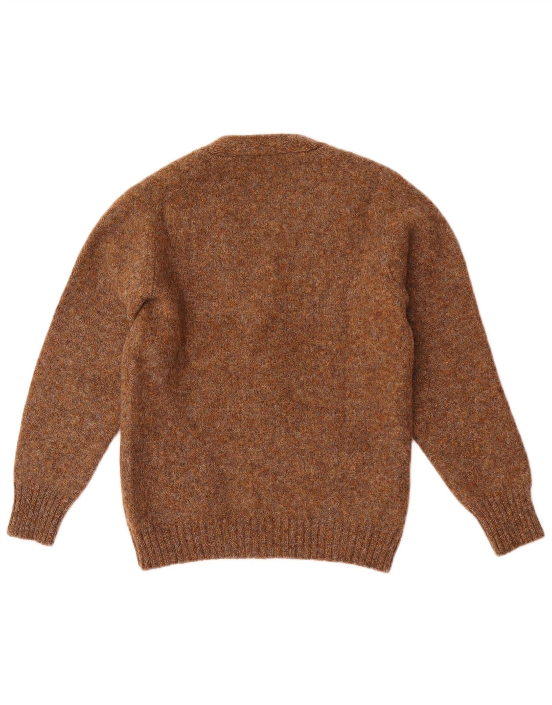 Maglione cardigan da donna vintage UK 12 Lana screziata marrone medio