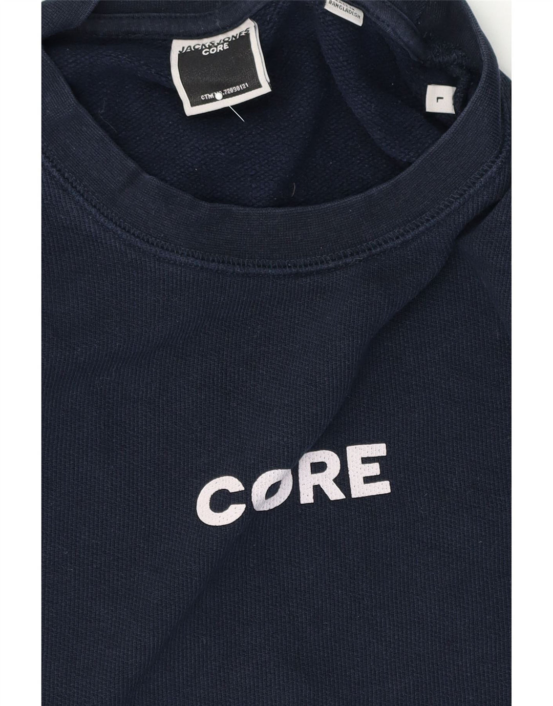 JACK & JONES Mens Core Graphic Sweatshirt Jumper Large Navy Blue Cotton Vintage Jack & Jones and Second-Hand Jack & Jones from Messina Hembry 