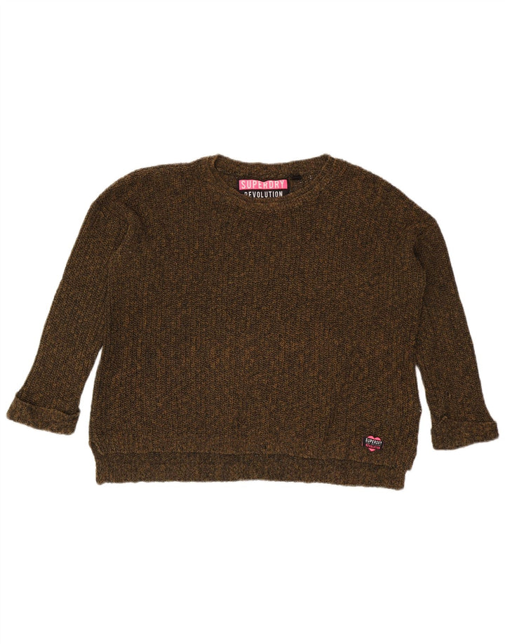 Maglione maglione oversize da donna con scollo a barca Superdry UK 14 medio cachi