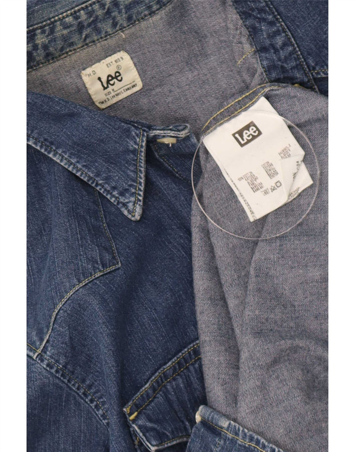 Camicia di jeans da uomo Lee in cotone blu medio